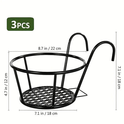 Balcony Railing Pot Holder with Open Drainage Base for Space-Saving Plant Display