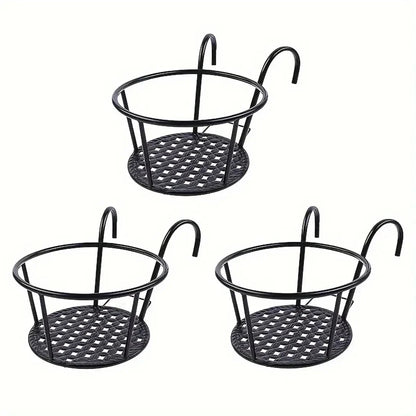 Balcony Railing Pot Holder with Open Drainage Base for Space-Saving Plant Display