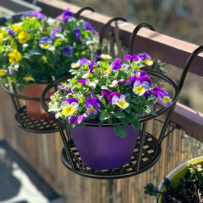 Balcony Railing Pot Holder with Open Drainage Base for Space-Saving Plant Display