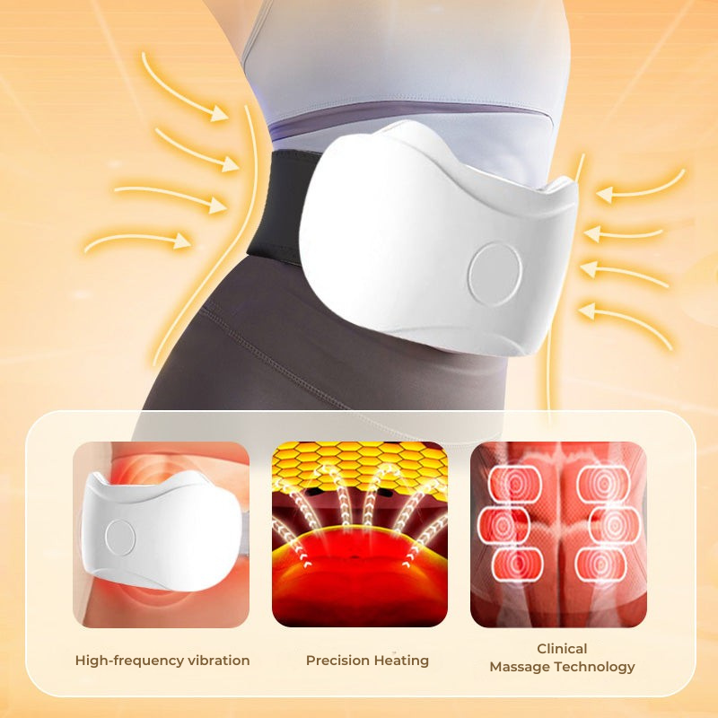 Heated Belly Massager with Vibration Cordless Rechargeable Abdominal Massage Device for Relaxation