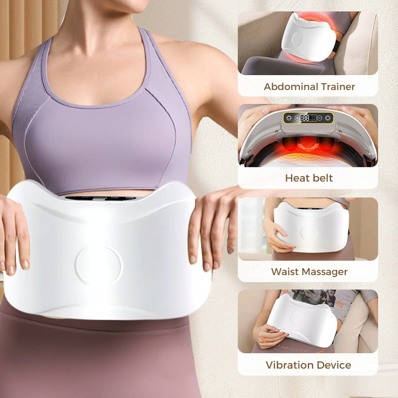 Heated Belly Massager with Vibration Cordless Rechargeable Abdominal Massage Device for Relaxation