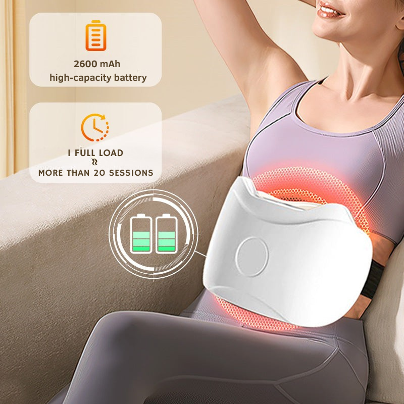Heated Belly Massager with Vibration Cordless Rechargeable Abdominal Massage Device for Relaxation