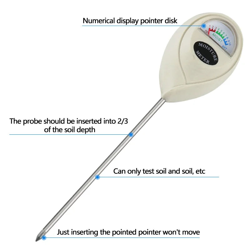 Battery-Free Soil Moisture Meter for Plants with Instant 1-10 Scale Display, Metal Probe