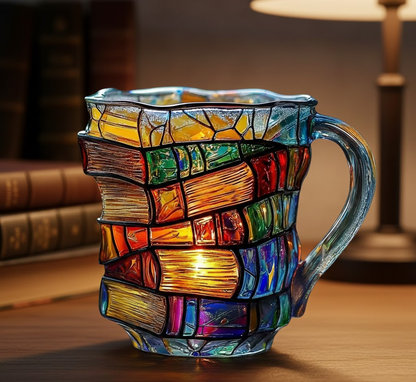 3D Book Design Glass Mug
