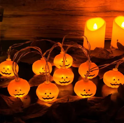 Pumpkin String Lights, Battery Operated Halloween LED Fairy Lights, Warm Yellow, 1.5 m or 3 m Length