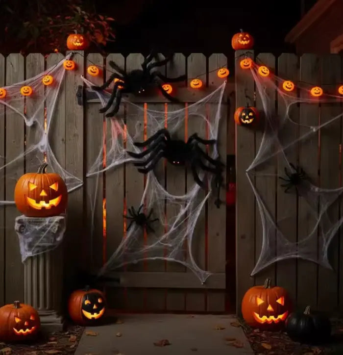 Giant Poseable Halloween Spider Decoration, Hairy Black Spider with Red Eyes, 7 Sizes up to 200 cm
