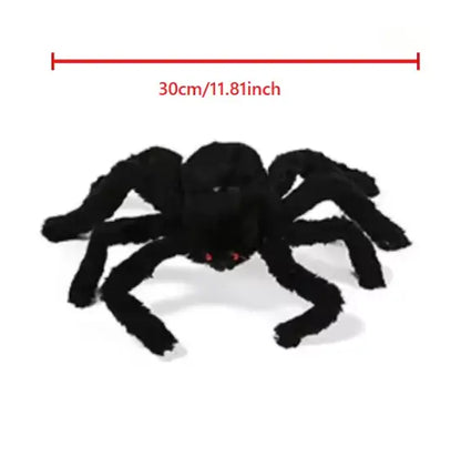 Giant Poseable Halloween Spider Decoration, Hairy Black Spider with Red Eyes, 7 Sizes up to 200 cm