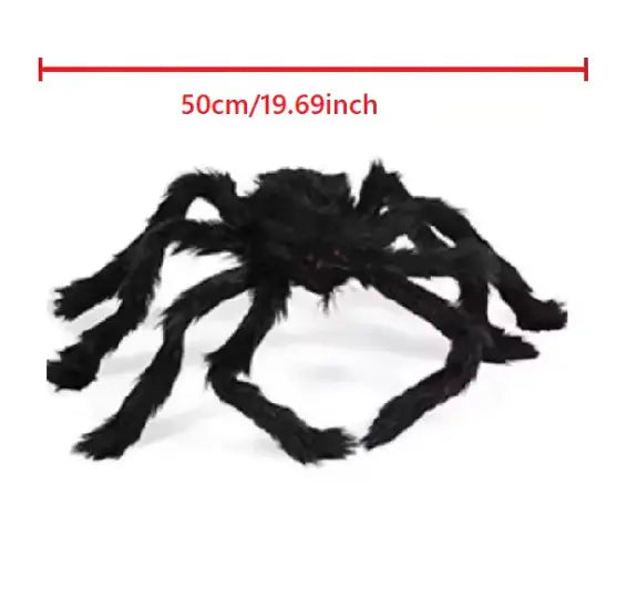 Giant Poseable Halloween Spider Decoration, Hairy Black Spider with Red Eyes, 7 Sizes up to 200 cm
