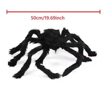 Giant Poseable Halloween Spider Decoration, Hairy Black Spider with Red Eyes, 7 Sizes up to 200 cm