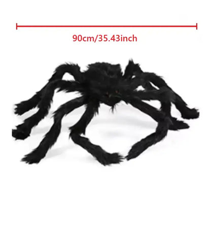 Giant Poseable Halloween Spider Decoration, Hairy Black Spider with Red Eyes, 7 Sizes up to 200 cm