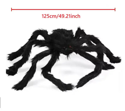 Giant Poseable Halloween Spider Decoration, Hairy Black Spider with Red Eyes, 7 Sizes up to 200 cm
