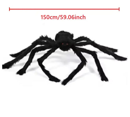 Giant Poseable Halloween Spider Decoration, Hairy Black Spider with Red Eyes, 7 Sizes up to 200 cm