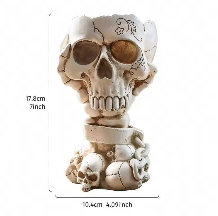 Skeleton Hand Skull Vase, Gothic Resin Planter with Skulls and Chains for Flowers and Succulents