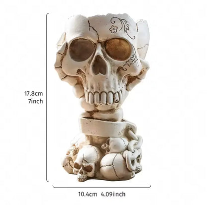 Skeleton Hand Skull Vase, Gothic Resin Planter with Skulls and Chains for Flowers and Succulents