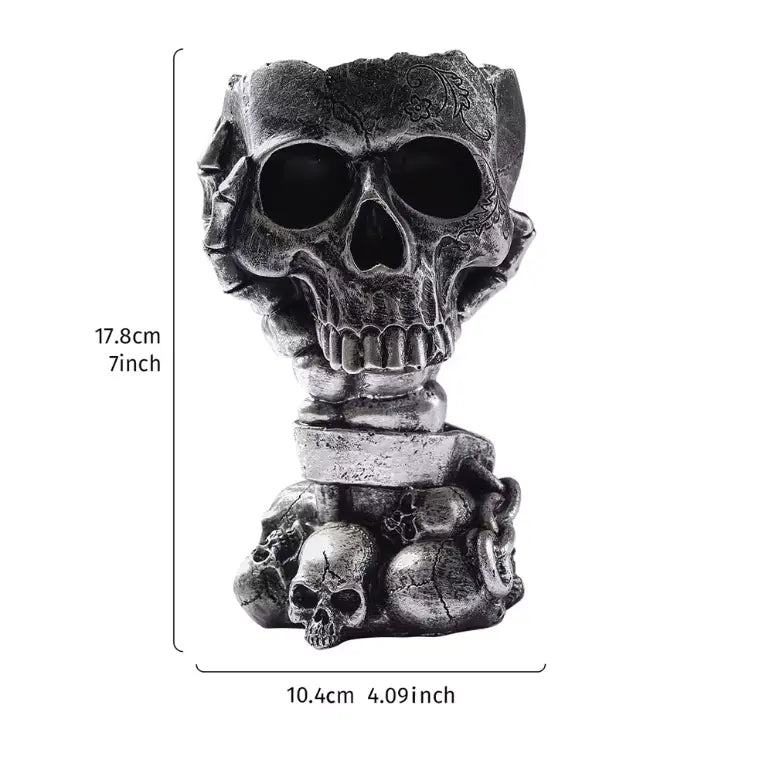 Skeleton Hand Skull Vase, Gothic Resin Planter with Skulls and Chains for Flowers and Succulents