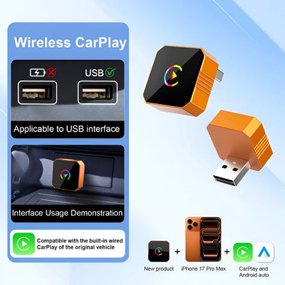 Wireless CarPlay Adapter for Factory Wired Systems with Dual-Band USB Connectivity
