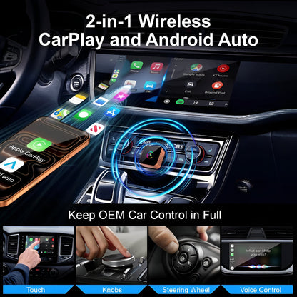 Wireless CarPlay Adapter for Factory Wired Systems with Dual-Band USB Connectivity