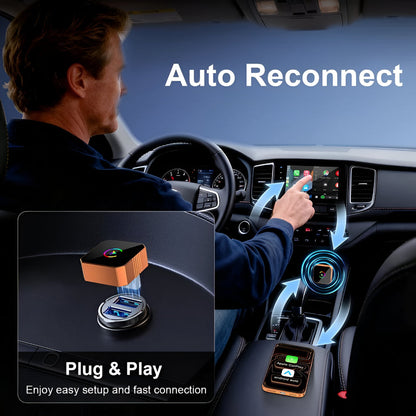 Wireless CarPlay Adapter for Factory Wired Systems with Dual-Band USB Connectivity