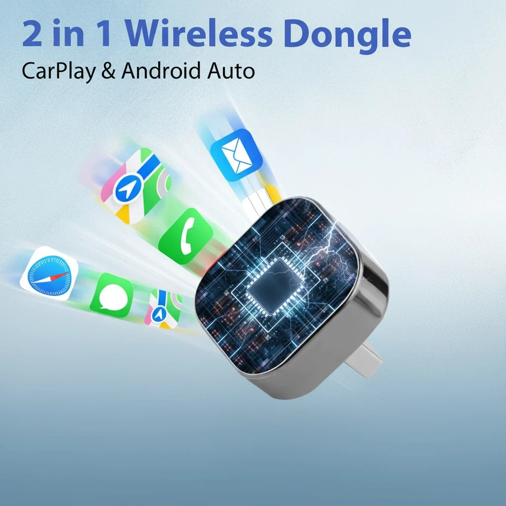 Wireless CarPlay & Android Auto Adapter, Plug and Play USB-C Dongle with Bluetooth 5.0 & WiFi