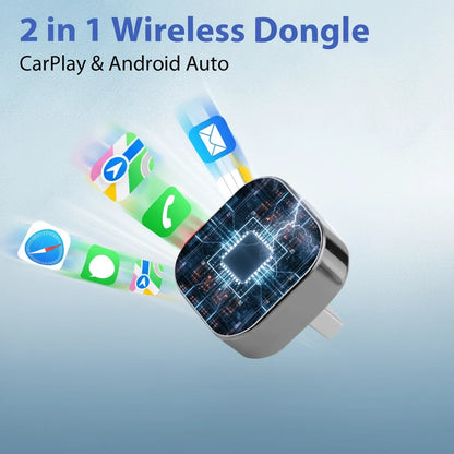 Wireless CarPlay & Android Auto Adapter, Plug and Play USB-C Dongle with Bluetooth 5.0 & WiFi