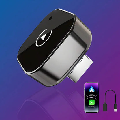 Wireless CarPlay & Android Auto Adapter, Plug and Play USB-C Dongle with Bluetooth 5.0 & WiFi