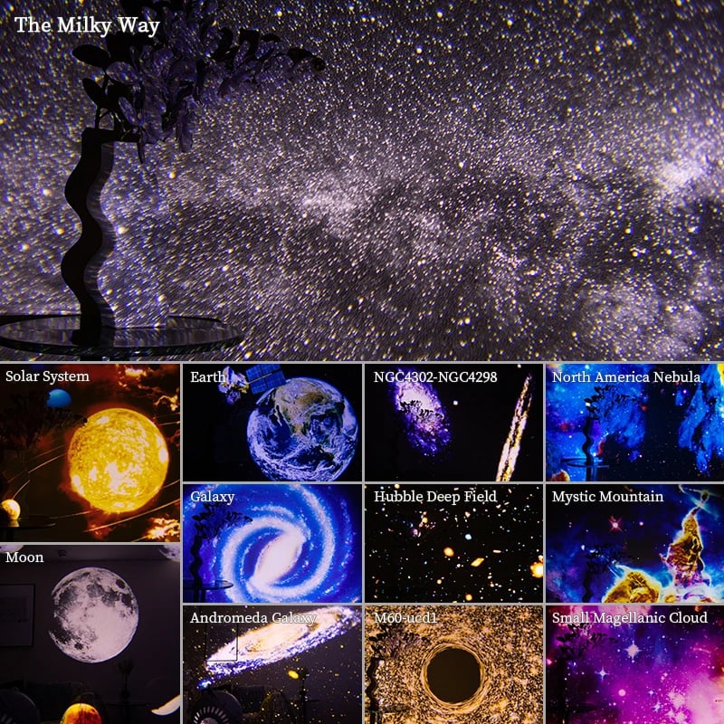 Galaxy Star Projector Night Light with 12 Changeable Images 360° Rotation Adjustable Focus Bluetooth
