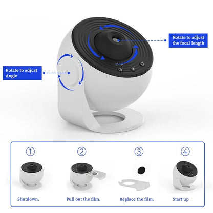 Galaxy Star Projector Night Light with 12 Changeable Images 360° Rotation Adjustable Focus Bluetooth