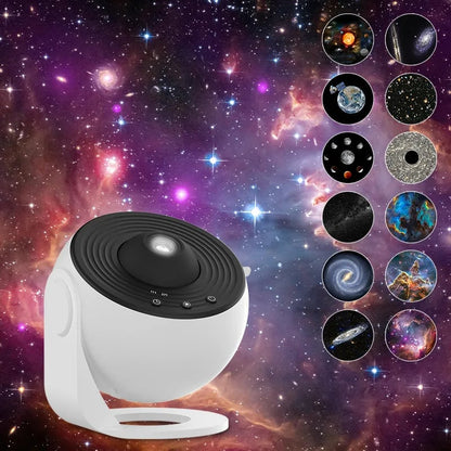Galaxy Star Projector Night Light with 12 Changeable Images 360° Rotation Adjustable Focus Bluetooth