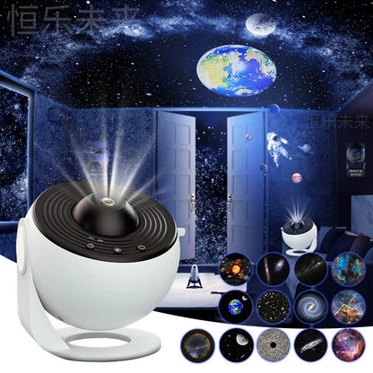 Galaxy Star Projector Night Light with 12 Changeable Images 360° Rotation Adjustable Focus Bluetooth