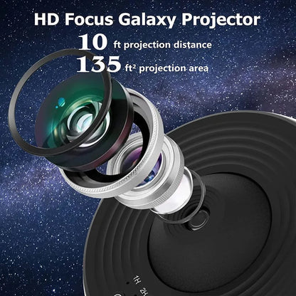 Galaxy Star Projector Night Light with 12 Changeable Images 360° Rotation Adjustable Focus Bluetooth