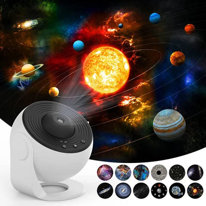 Galaxy Star Projector Night Light with 12 Changeable Images 360° Rotation Adjustable Focus Bluetooth