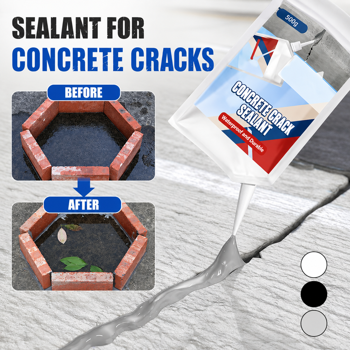 Concrete Crack Repair Sealant for Concrete, Screed and Masonry - Waterproof After Curing