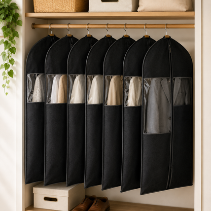 10-Pack Garment Storage Covers with Clear Window for Closet Wardrobe Protection Kit