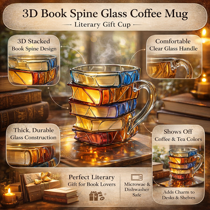 3D Book Design Glass Mug