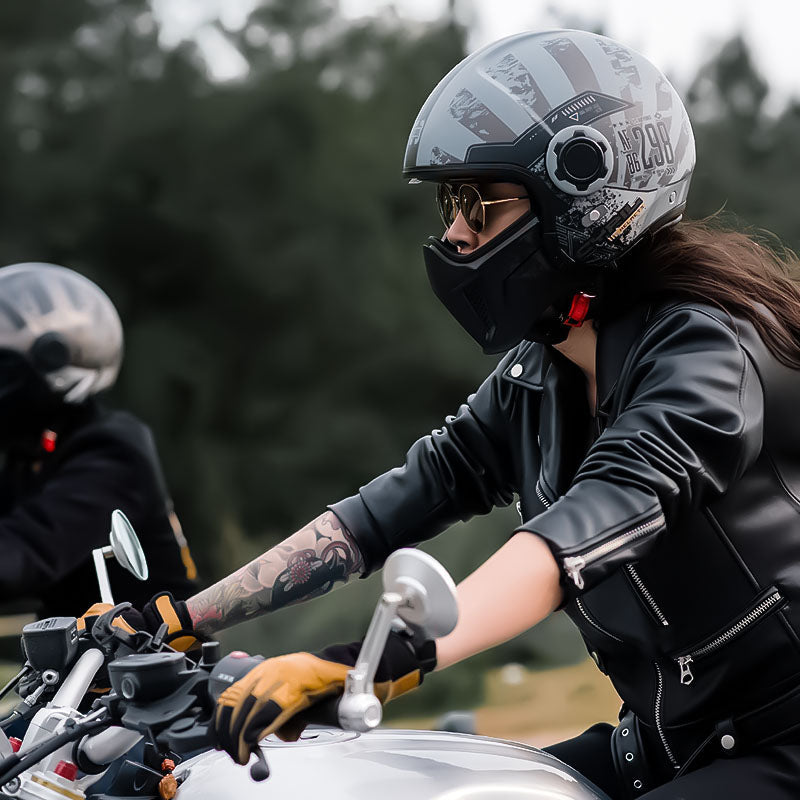 Classic Vintage Modular Motorcycle Helmet with Double Visor, Detachable Chin Guard, DOT and ECE