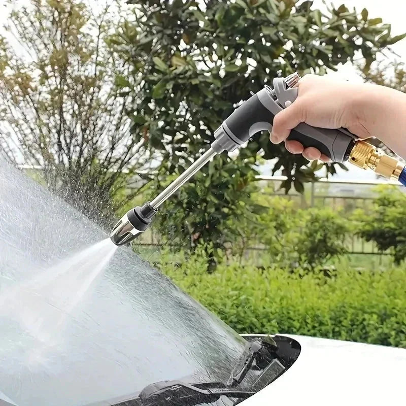 Expandable Garden Hose with High-Pressure Spray Gun and Anti-Kink Braided Knit Cover