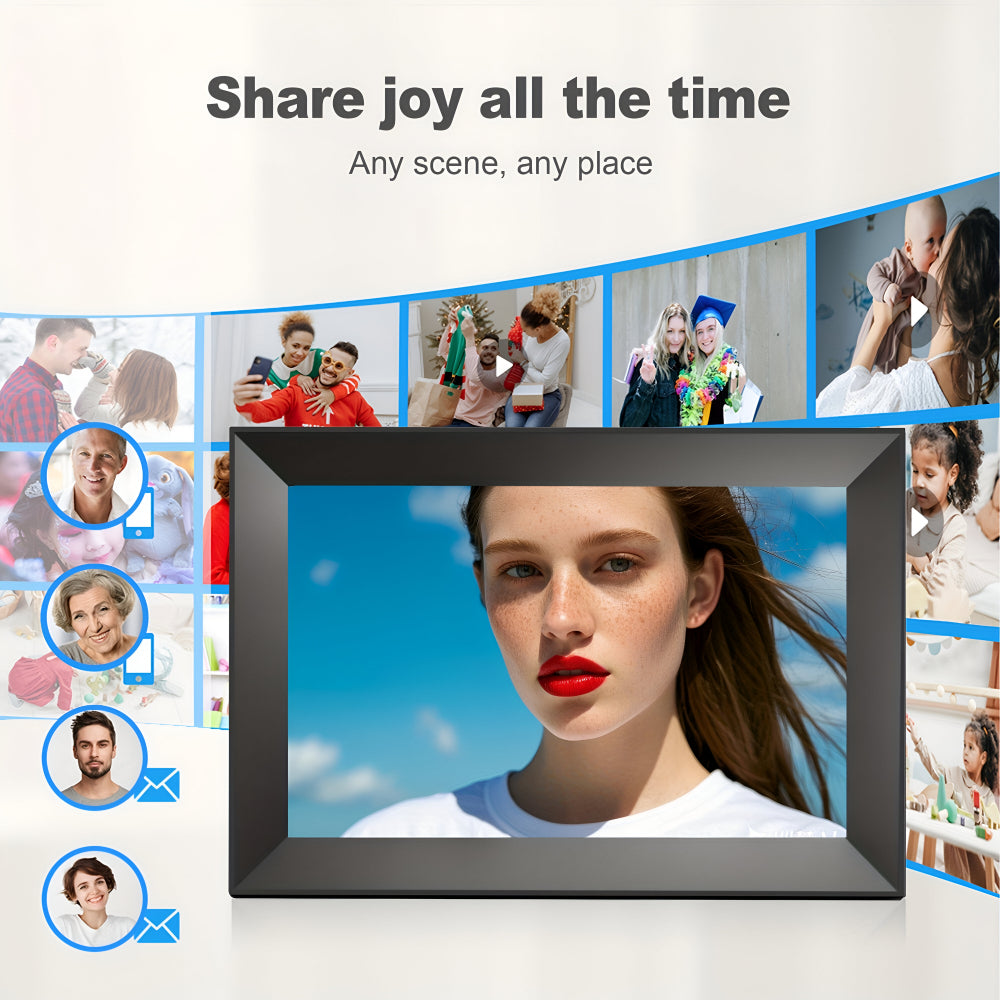10.1 Inch WiFi Digital Photo Frame with HD IPS Touchscreen, Auto-Rotate & 32GB Storage Support