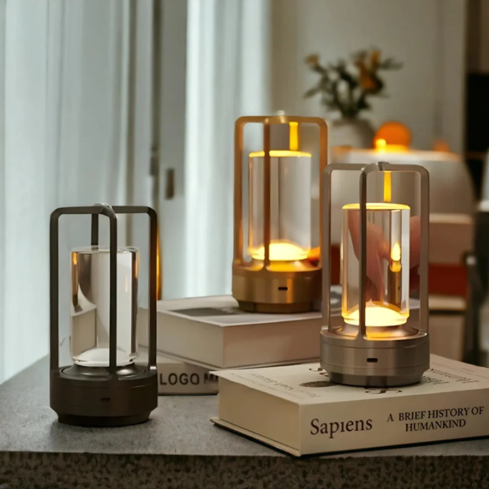 Modern Metal Cylinder LED Table Lamp with Dimmable Light and Touch Sensor Control