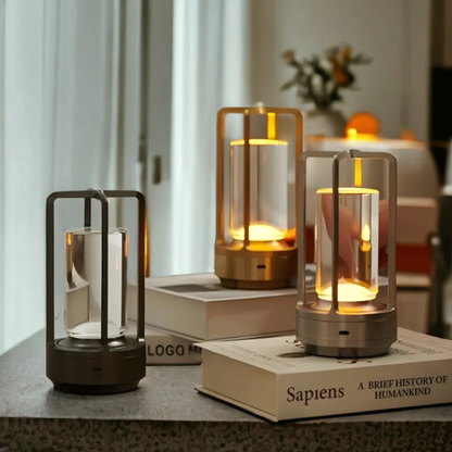 Modern Metal Cylinder LED Table Lamp with Dimmable Light and Touch Sensor Control