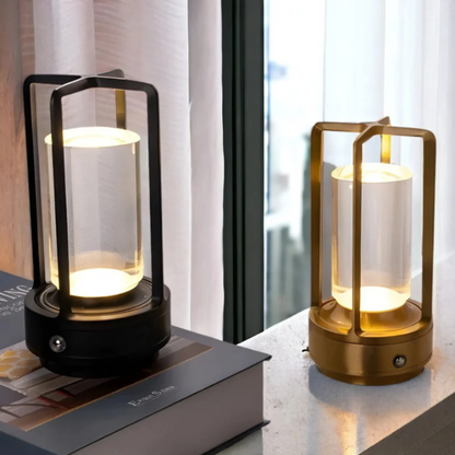 Modern Metal Cylinder LED Table Lamp with Dimmable Light and Touch Sensor Control