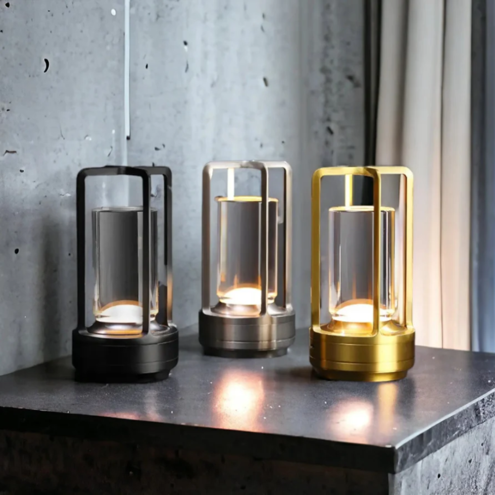 Modern Metal Cylinder LED Table Lamp with Dimmable Light and Touch Sensor Control