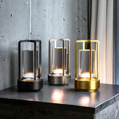 Modern Metal Cylinder LED Table Lamp with Dimmable Light and Touch Sensor Control