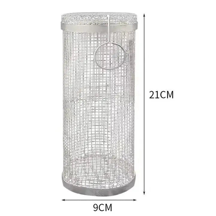 Rolling Stainless Steel Grill Basket | Even-Heat BBQ Basket for Small Food Items