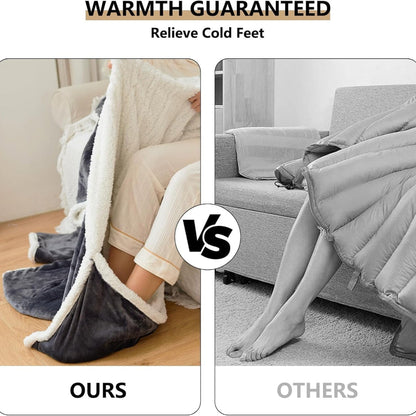 Wearable Electric Heated Blanket with Sherpa Fleece Lining, Sleeves & 6 Heat Settings
