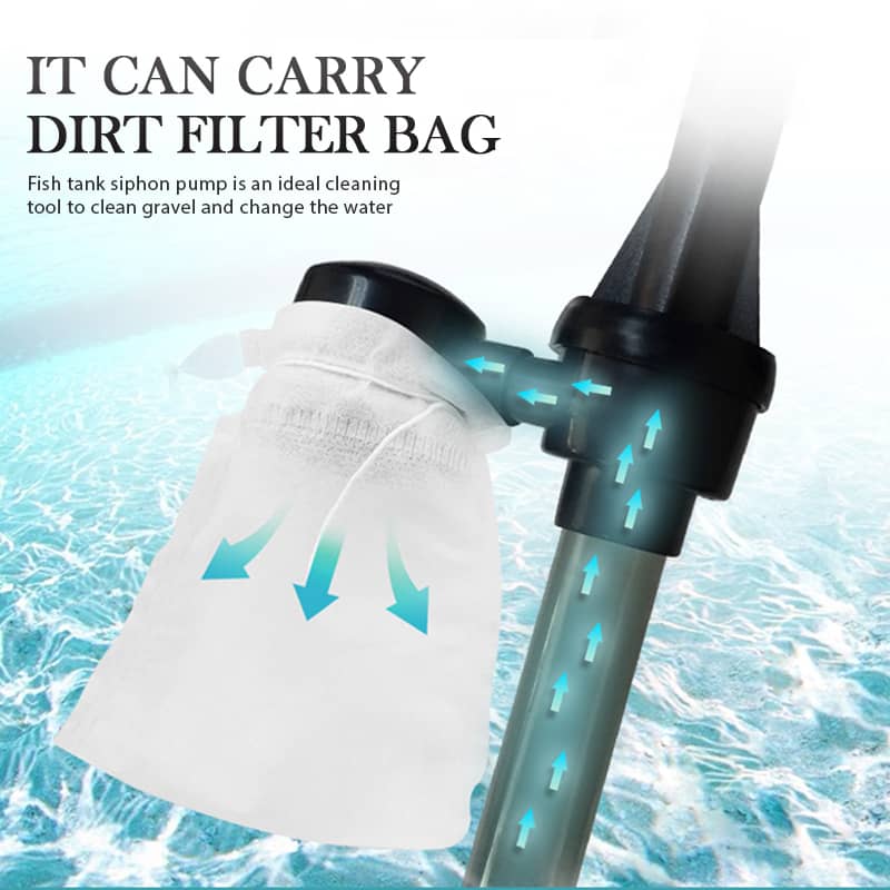 Battery-Powered Electric Aquarium Gravel Cleaner with Suction Pump and Filter Bag