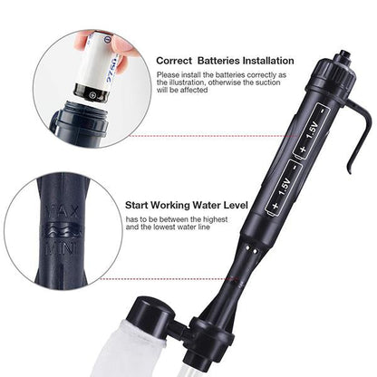 Battery-Powered Electric Aquarium Gravel Cleaner with Suction Pump and Filter Bag