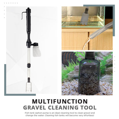 Battery-Powered Electric Aquarium Gravel Cleaner with Suction Pump and Filter Bag