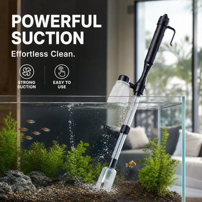 Battery-Powered Electric Aquarium Gravel Cleaner with Suction Pump and Filter Bag