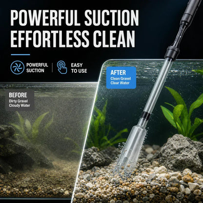 Battery-Powered Electric Aquarium Gravel Cleaner with Suction Pump and Filter Bag