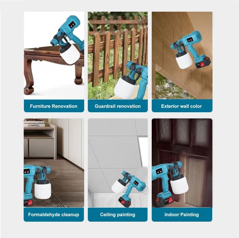 Cordless Electric Paint Sprayer with 3 Spray Patterns and Adjustable Flow Rate Control